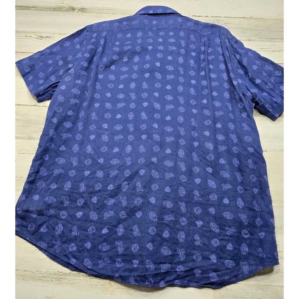 Polo Ralph Lauren Mens XL Navy Blue 100% Linen Crest Logo Short Sleeve Shirt‎ - Picture 2 of 11